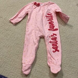 Mudpie “Santa’s Favorite” pink footed jamies. Size 3-6 months.